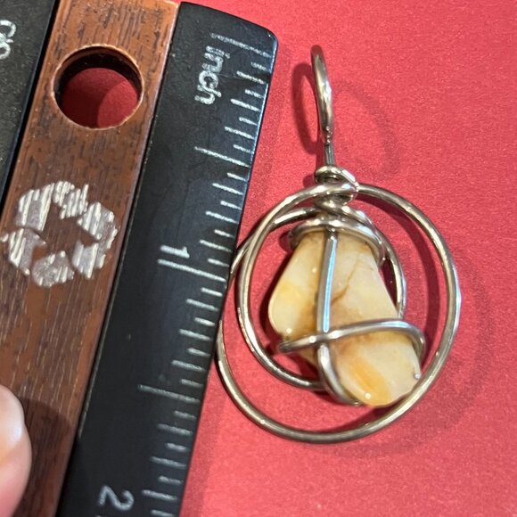 Handmade Yellow Agate Wire Wrapped Pendant Necklace Bohemian Crystal Jewelry - Picture 5 of 6